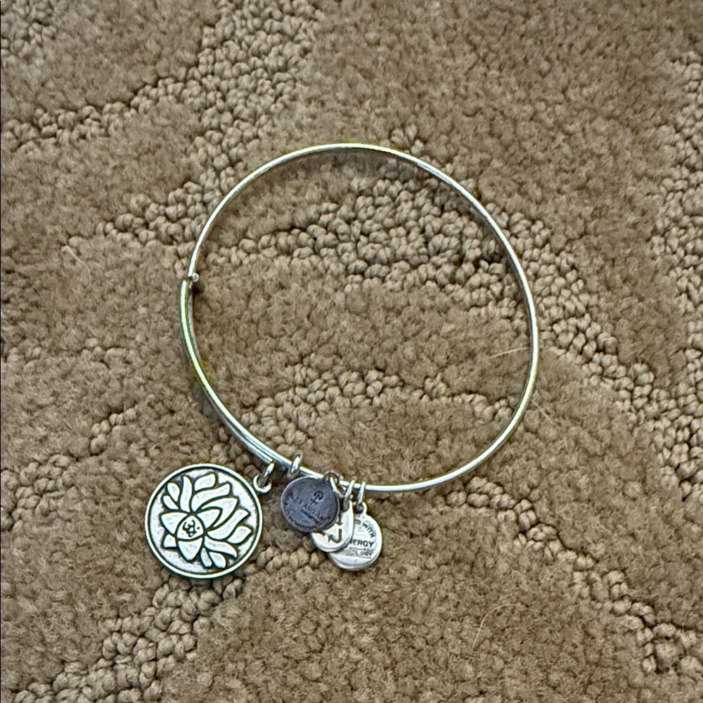 Alex and Ani Silver Floral Charm Bracelet